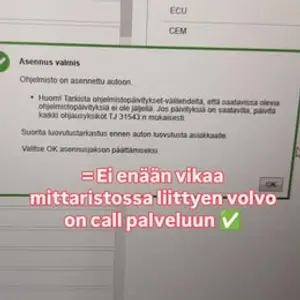 VIDA-testeri: asennus valmis, ei enää vikaa Volvo On Call -palvelussa